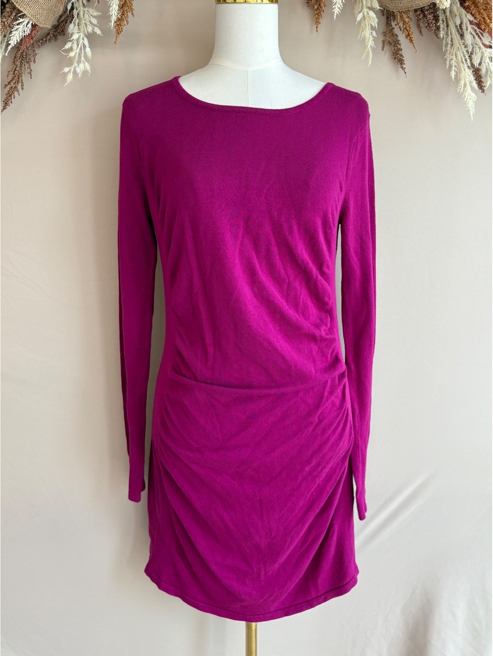 Express Women's Long Sleeve Purple Ruched Mini Dress Size Large